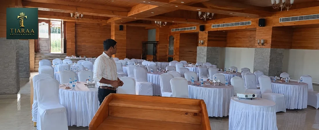 The Conference Hall at Tiaraa Manali, AV, Breakout Space and Room Blocks for a Team of 60
